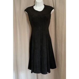 The Limited Collection Sleeveless Black Faux Leather Suede Pleated Dress Size XS